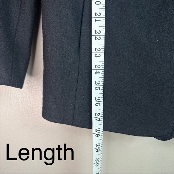 Ann Taylor Petite Black Double Breasted Ruffled Funnel Neck Coat/Blazer SzMP - Picture 8 of 10